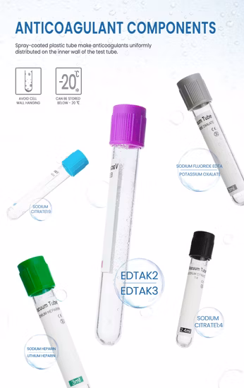 Tubo de ensayo de recolección de sangre al vacío, heparina de litio médica desechable de 10ml/heparina sódica